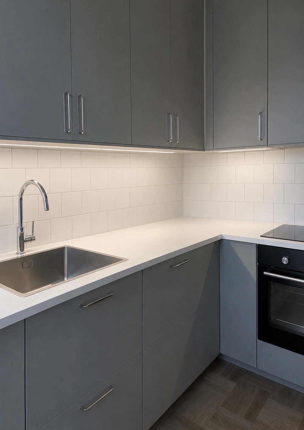 Detaljbild av färdigt kök